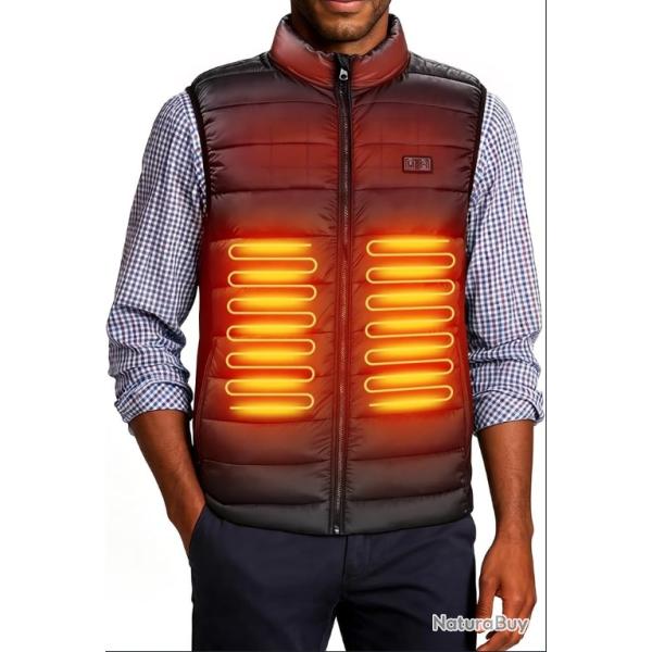 Gilet Chauffant Homme avec Batterie 10000 mAh - 4 Zones - 3 Temp�ratures