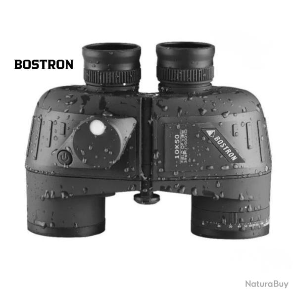 Jumelles Militaires 10x50 BOSTRON Etanches - Boussole Telemetre HD - Longue Distance Chasse