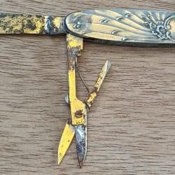 Ancien canif couteau de poche Art Nouveau en argent massif (Poin&ccedil;on Sanglier)