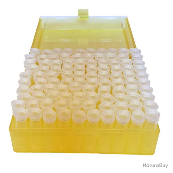 Bo�te en polypropyl�ne � 100 places avec 100 dosettes 2 ml - Jaune