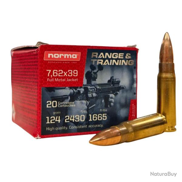 BOITE DE 7.62X39 RANGE TRAINING 124GR X20 - NORMA