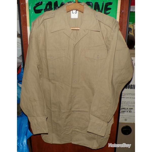 CHEMISE MILITAIRE DE L'ARMEE FRANCAISE ANNEE 1960 ,Taille 3 L SOIT L OU 41-42 EN CIVIL ,  AVEC MANCH