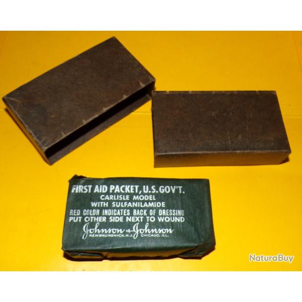 Pansement US ARMY FIRST AID PACKET  JOHNSON Chicago militaria WW2 ,   ETAT  NEUF VOIR PHOTOS . POUR