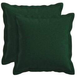 Coussin lin synth&eacute;tique vert fonc&eacute; 30x30 cm d&eacute;houssable lot 2