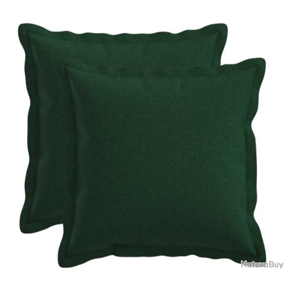 Coussin lin synth�tique vert fonc� 30x30 cm d�houssable lot 2