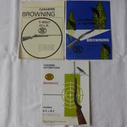 3 Anciens depliant BROWNING 22 lr