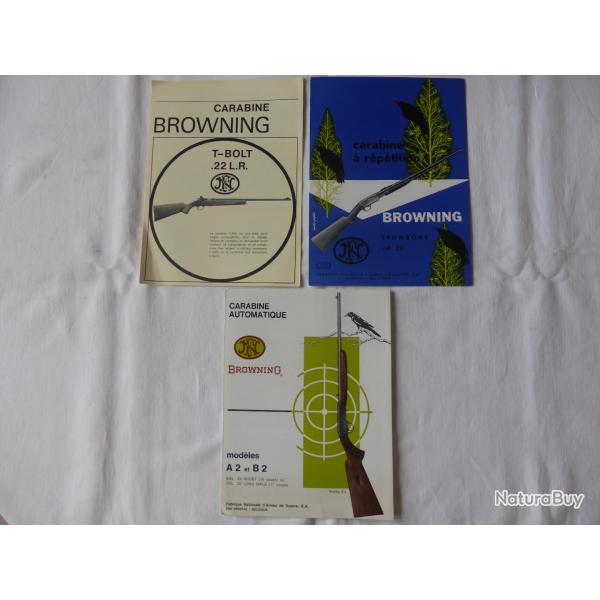 3 Anciens depliant BROWNING 22 lr
