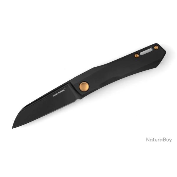Couteau pliant - REAL STEEL - Solis Titanium noir et or