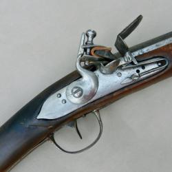 Fusil de chasse &agrave; silex - fin XVIIIe si&egrave;cle - long canon