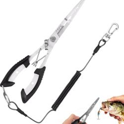 Pince de P&ecirc;che Multifonction Inox avec Coupe-Fil et Cordon de S&eacute;curit&eacute;