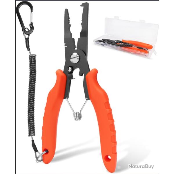 Pince de P�che Multifonction 18,5 cm - T�flon - Coupe-Fil - Dragonne