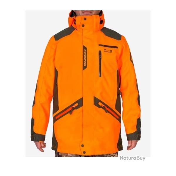 VESTE CHASSE RESISTANTE IMPERMEABLE ORANGE FLUO SUPERTRACK 900