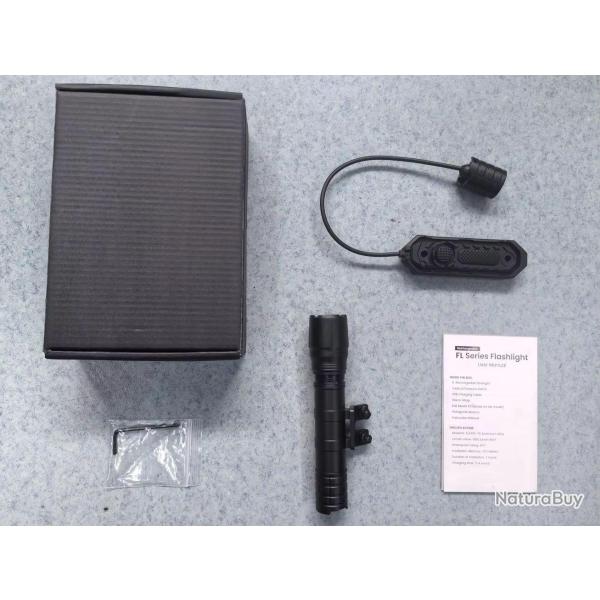 Flashlight 1800 lm rail MLOK rechargeable *Ench�re* pression d�port�e �clairage airsoft