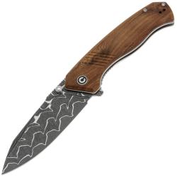Couteau Pliant Civivi Placoid Lame Acier Damas Manche Bois Marron Liner Lock CIVC23079DS1
