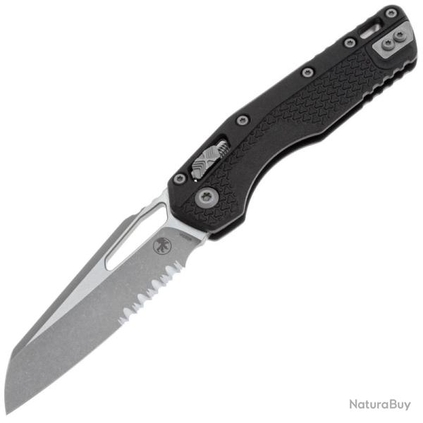 Couteau Microtech MSI Lame Acier M390MK Mi-Dentel�e Manche Polym�re Noir Ram-Lok USA MCT210T11APPMBK