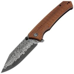 Couteau Pliant Civivi Tacticorix Lame Acier Damas Manche Bois Marron Liner Lock CIVC23055DS1