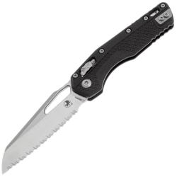 Couteau Microtech MSI Lame Acier M390MK Dentel&eacute;e Manche Polym&egrave;re Noir Ram-Lok USA MCT210T12PMBK