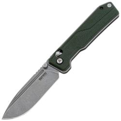 Couteau Pliant SRM Knives 7228 Rubik Lame Acier 14C28N Manche Micarta Vert Ambi Lock SRM7228BMG