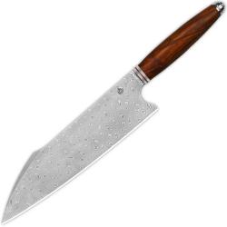 Couteau de Chef QSP Mulan Harpoon Lame Acier Damas Manche Bois de Fer Marron QSKK001B