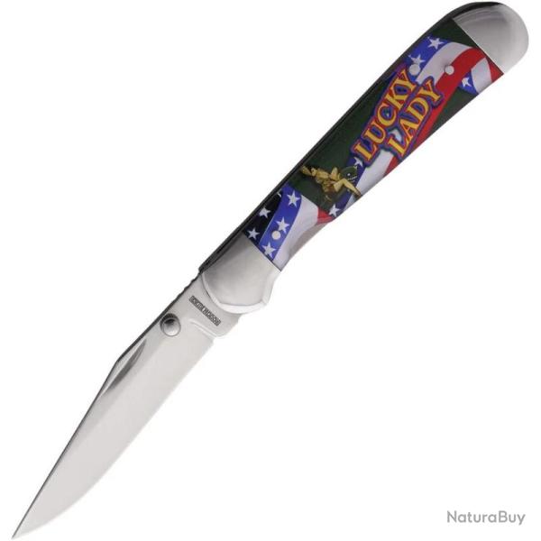 Couteau Pliant Rough Rider Lucky Lady Lame Acier Inoxydable Manche Acrylique Liner Lock RR2722