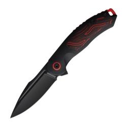 Couteau Pliant Rough Rider Black Red Flipper Lame Acier Inoxydable Manche G10 Liner Lock RR2676