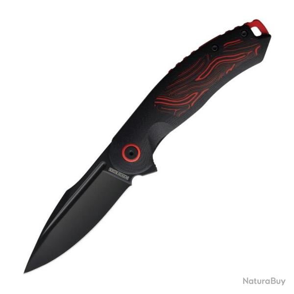 Couteau Pliant Rough Rider Black Red Flipper Lame Acier Inoxydable Manche G10 Liner Lock RR2676