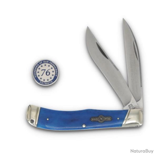 Couteau Pliant Rough Rider Patriot Jumbo Trapper Lame Acier Inoxydable Manche Os Slip Joint RR2511