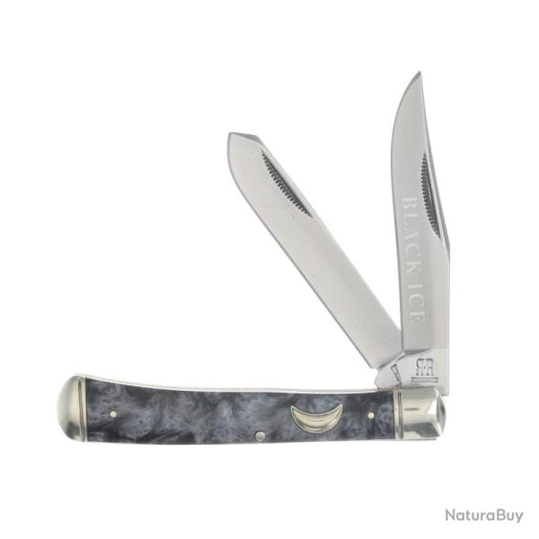 Couteau Pliant Rough Rider Black Ice Trapper Lame Acier Inoxydable Manche Synth�tique Slip Joint