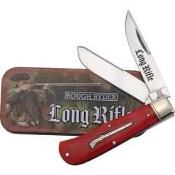 Couteau Pliant Rough Rider Long Rifle Jumbo Trapper Lame Acier Inoxydable Manche Os Slip Joint