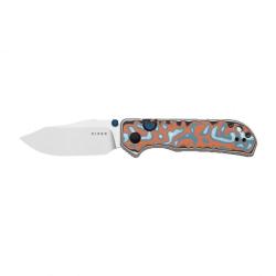 Couteau Kizer Nice Guy Lame Acier AEB-L Manche Micarta Vortex Multicolore Button Liner Lock
