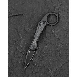 Couteau Pliant Bestech Duci Lame Acier CPM-20CV Manche Titane Carbone Marbr&eacute; Noir Framelock