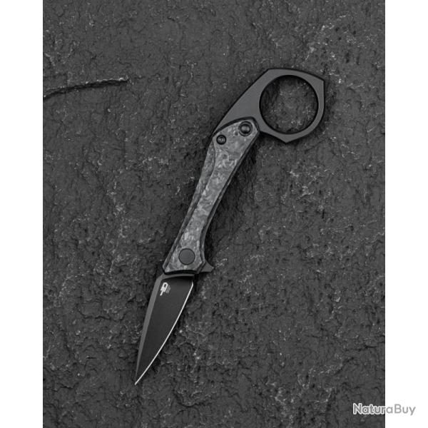 Couteau Pliant Bestech Duci Lame Acier CPM-20CV Manche Titane Carbone Marbr� Noir Framelock