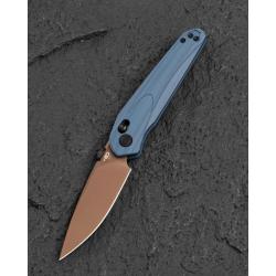 Couteau Pliant Bestech Mothus Lame Acier 14C28N Manche G10 Bleu Gris Bar Lock BTKG67F