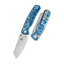 Couteau Pliant Bestechman Cicada's Wing Lame Acier 10Cr15MoV Manche R&eacute;sine Bleue B-Lock BTKMK06Q