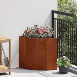 Jardini&egrave;re d'angle rouill&eacute;e en acier patin&eacute;, pour le jardin, 45 &times; 45 &times; 50 cm