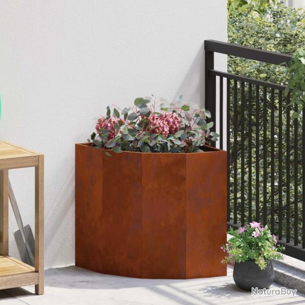 Jardini�re d'angle rouill�e en acier patin�, pour le jardin, 45 � 45 � 50 cm