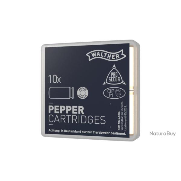 Cartouches 9 mm PA gaz poivre Walther x10