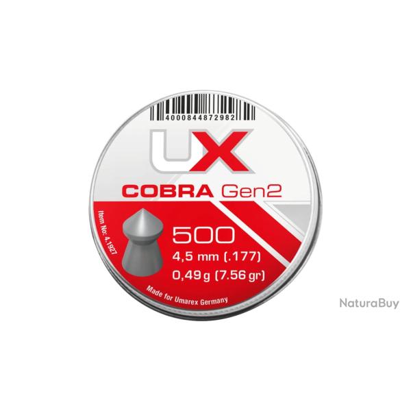 Plombs pointus Umarex Cobra Gen2 calibre 4,5 mm 0,49 g lot de 5x500