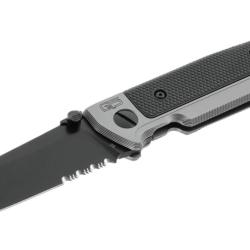 Couteau pliant Walther Q5 Steel Frame lame noire semi-dent&eacute;e