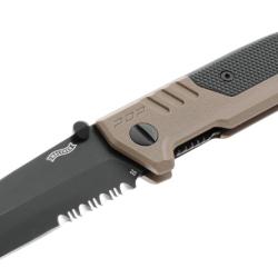 Couteau pliant Walther PDP Tanto Folder FDE lame semi-crant&eacute;e