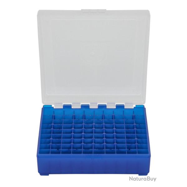 Bo�te de rangement 100 munitions calibre 9mm Megaline couvercle transparent bleu