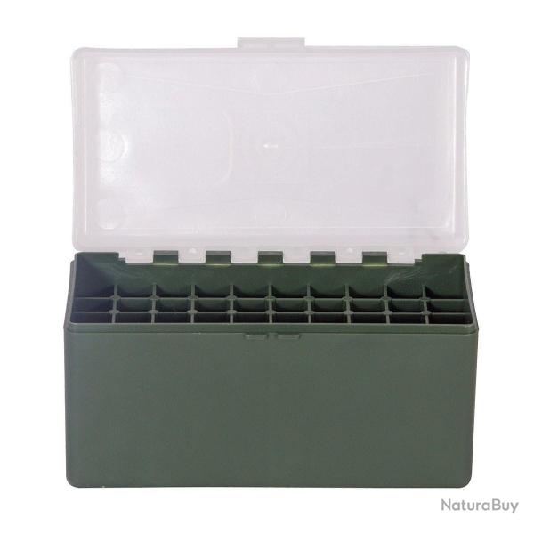 Bo�te de rangement munitions Megaline calibre 30-06 verte couvercle transparent 50 cartouches
