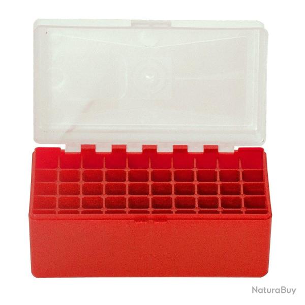Bo�te de rangement 50 munitions cal 45LC/44MAG rouge couvercle transparent Megaline
