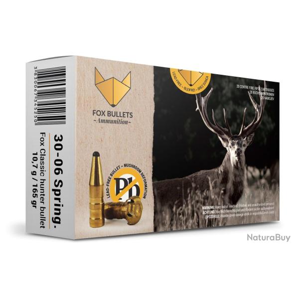 Cartouche sans plomb Fox Bullets Classic Hunter 30-06 165 gr - bo�te de 20