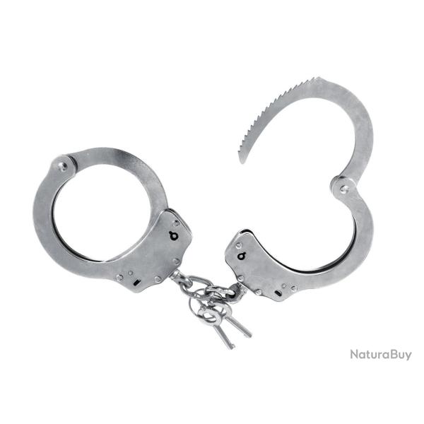 Menottes de poignets acier double verrouillage nickel�es Clovx