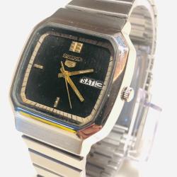 Montre Vintage Seiko 5 Automatique Calibre 6309A - 100% D'Origine - Cadran Noir Stri&eacute; Bo&icirc;tier Acier