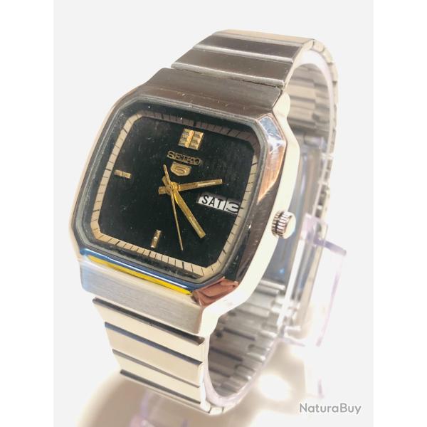 Montre Vintage Seiko 5 Automatique Calibre 6309A - 100% D'Origine - Cadran Noir Stri� Bo�tier Acier