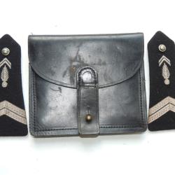 GENDARMERIE DEPARTEMENTALE  : ANCIENNES EPAULETTES + CARTOUCHIERE CUIR