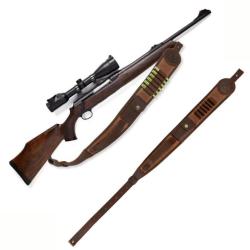 Sangle d'&eacute;paule pour fusil et carabine de chasse - Marron biton