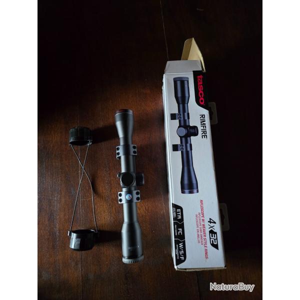 Lunette de tir Tasco 4X32 petit calibre mont�e sur rail Picatinny monobloc neuve dans sa boite